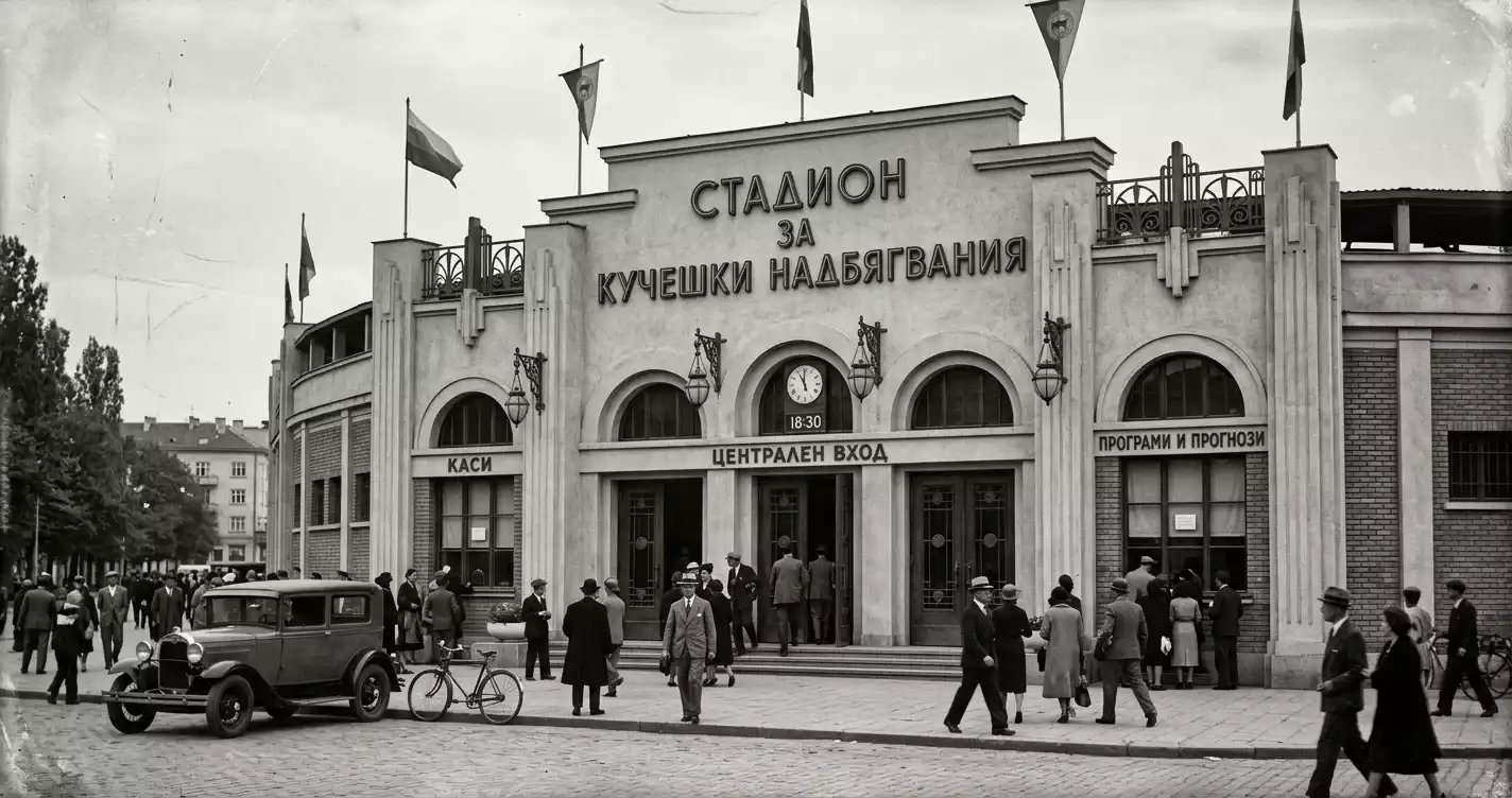 Фасадата на исторически стадион за хрътки