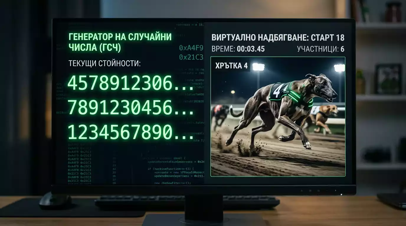 Илюстрация на генератор на случайни числа зад виртуална гонка